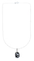 Southwest Jet Mother of Pearl Inlay Sterling Silver Box Chain Necklace Set JX129124